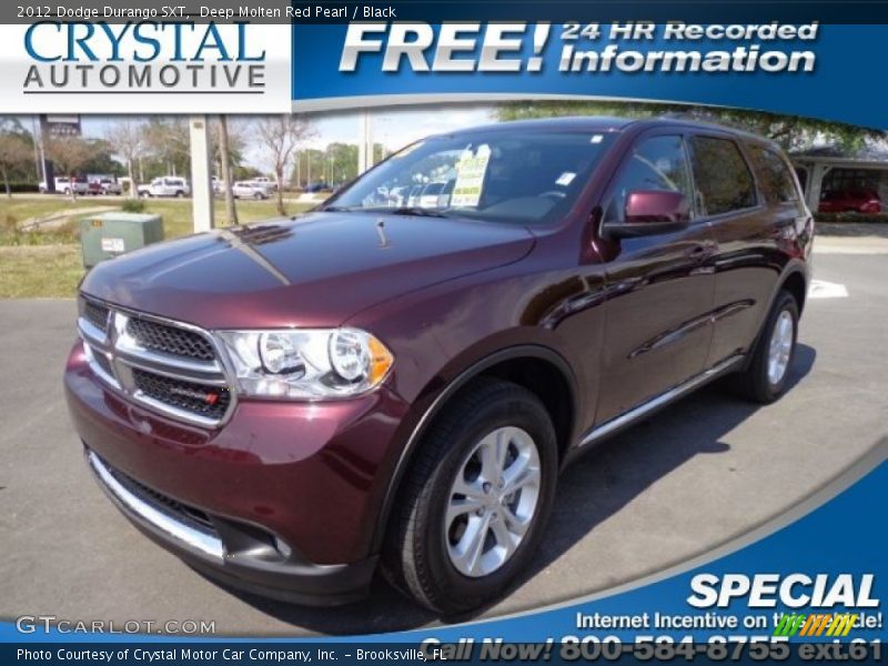 Deep Molten Red Pearl / Black 2012 Dodge Durango SXT