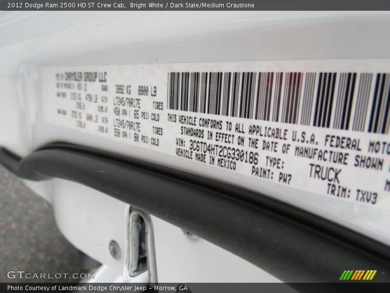 Bright White / Dark Slate/Medium Graystone 2012 Dodge Ram 2500 HD ST Crew Cab