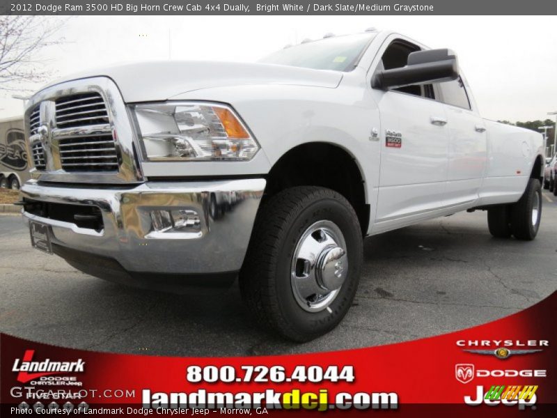 Bright White / Dark Slate/Medium Graystone 2012 Dodge Ram 3500 HD Big Horn Crew Cab 4x4 Dually