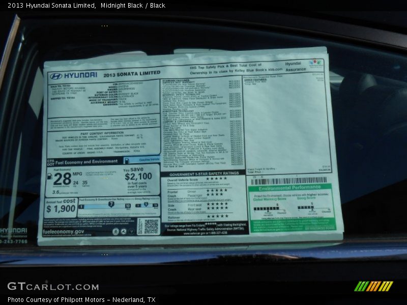 Midnight Black / Black 2013 Hyundai Sonata Limited