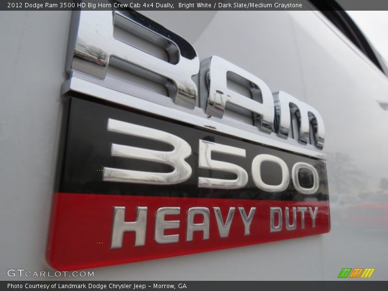 Bright White / Dark Slate/Medium Graystone 2012 Dodge Ram 3500 HD Big Horn Crew Cab 4x4 Dually