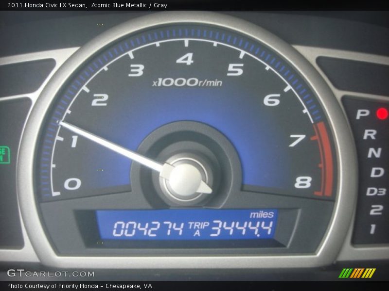 Atomic Blue Metallic / Gray 2011 Honda Civic LX Sedan
