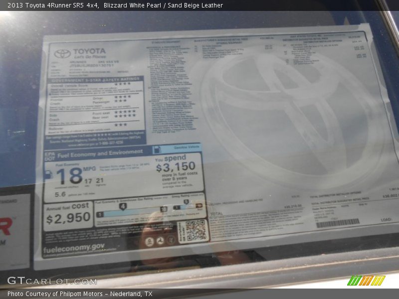 Blizzard White Pearl / Sand Beige Leather 2013 Toyota 4Runner SR5 4x4