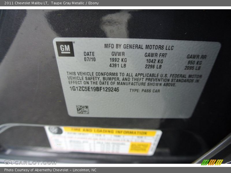 Taupe Gray Metallic / Ebony 2011 Chevrolet Malibu LT