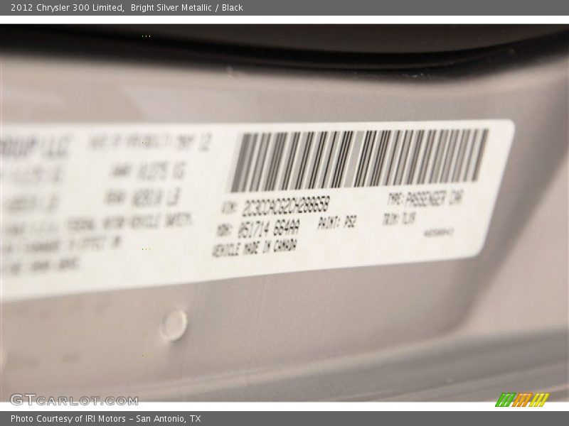 Bright Silver Metallic / Black 2012 Chrysler 300 Limited