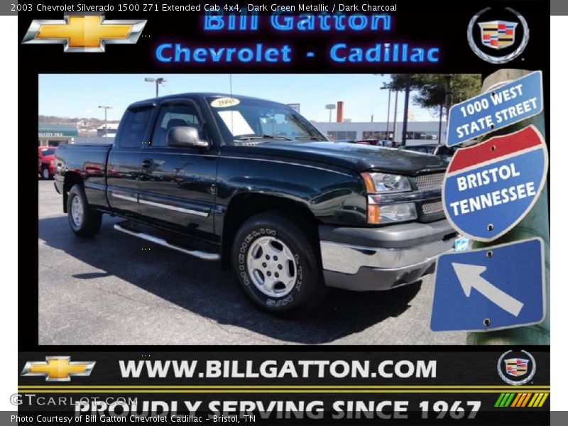 Dark Green Metallic / Dark Charcoal 2003 Chevrolet Silverado 1500 Z71 Extended Cab 4x4