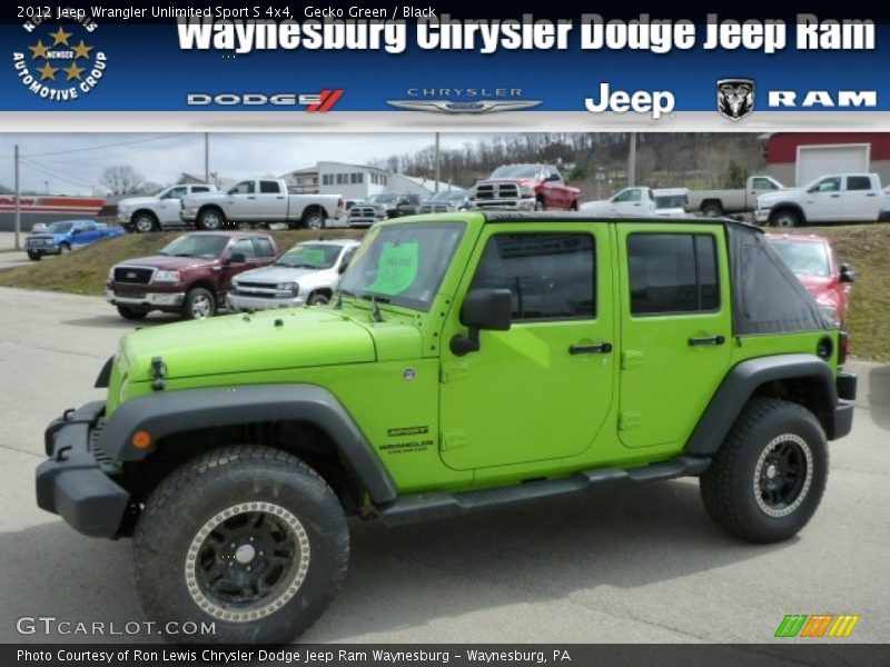 Gecko Green / Black 2012 Jeep Wrangler Unlimited Sport S 4x4