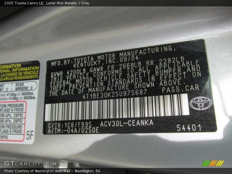 Lunar Mist Metallic / Gray 2005 Toyota Camry LE