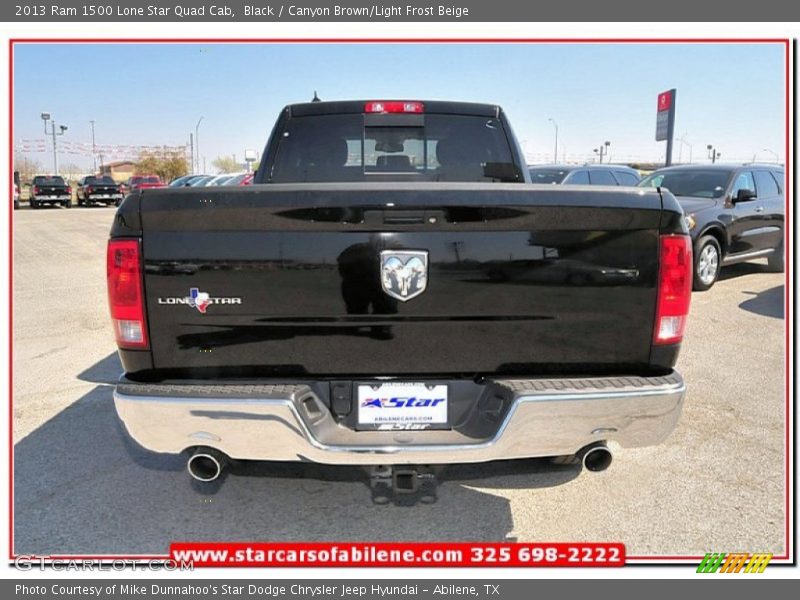 Black / Canyon Brown/Light Frost Beige 2013 Ram 1500 Lone Star Quad Cab