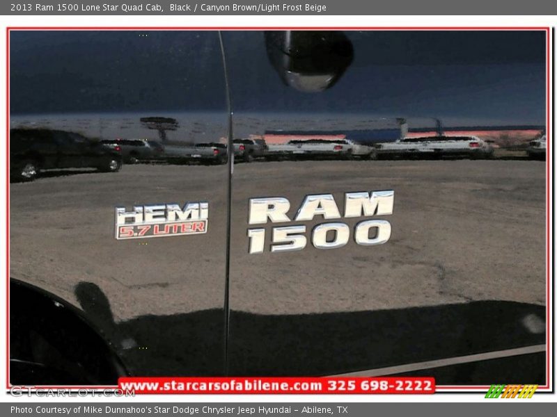 Black / Canyon Brown/Light Frost Beige 2013 Ram 1500 Lone Star Quad Cab