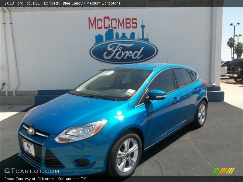 Blue Candy / Medium Light Stone 2013 Ford Focus SE Hatchback