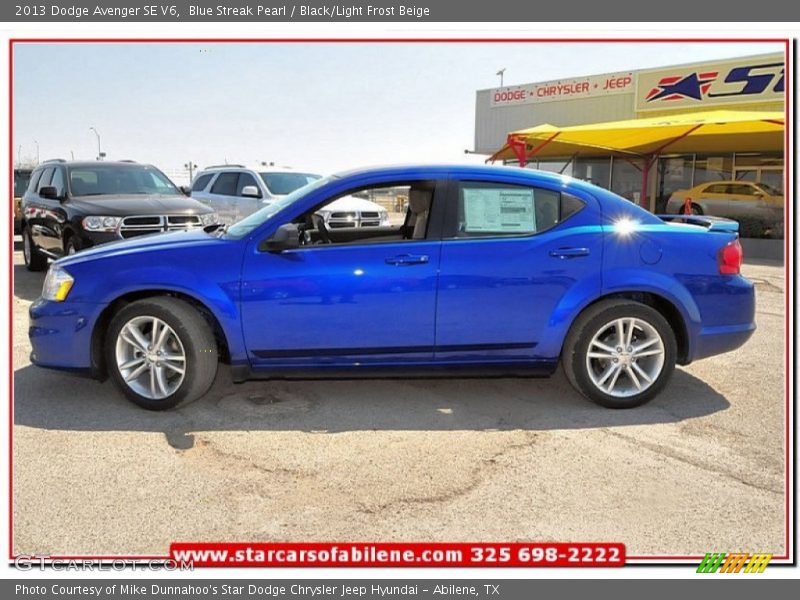 Blue Streak Pearl / Black/Light Frost Beige 2013 Dodge Avenger SE V6