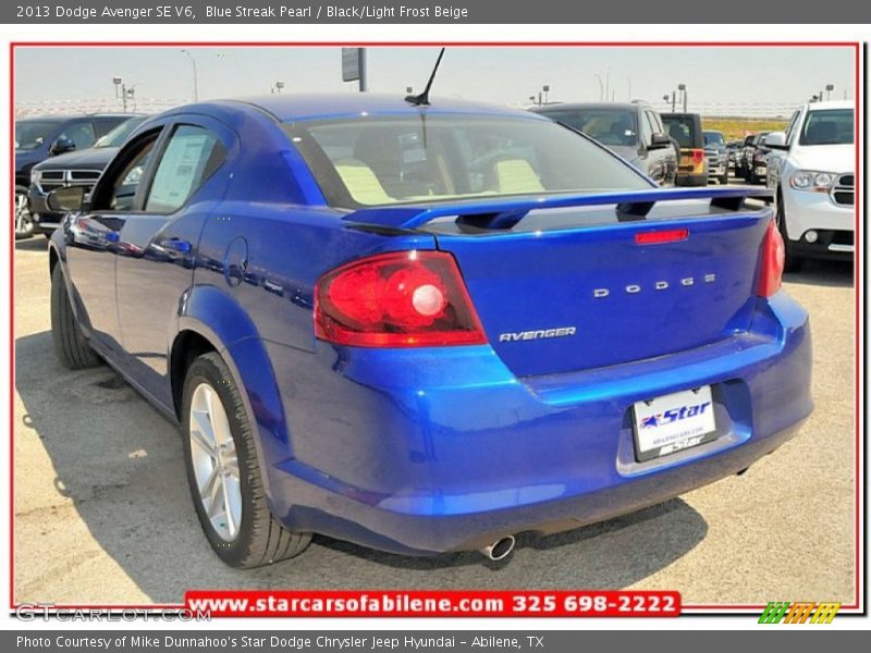 Blue Streak Pearl / Black/Light Frost Beige 2013 Dodge Avenger SE V6