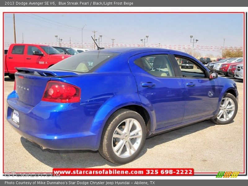 Blue Streak Pearl / Black/Light Frost Beige 2013 Dodge Avenger SE V6