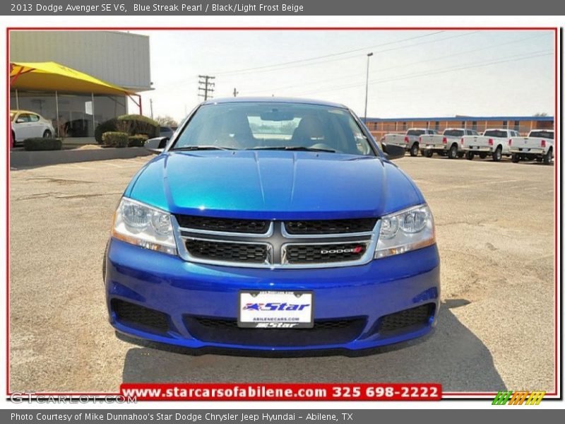 Blue Streak Pearl / Black/Light Frost Beige 2013 Dodge Avenger SE V6