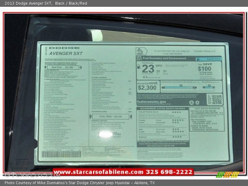 Black / Black/Red 2013 Dodge Avenger SXT