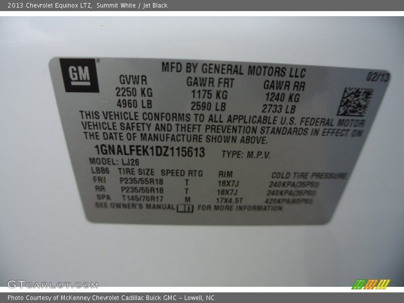 Summit White / Jet Black 2013 Chevrolet Equinox LTZ