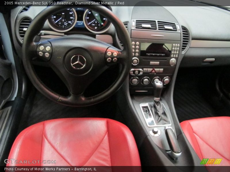 Diamond Silver Metallic / Red 2005 Mercedes-Benz SLK 350 Roadster