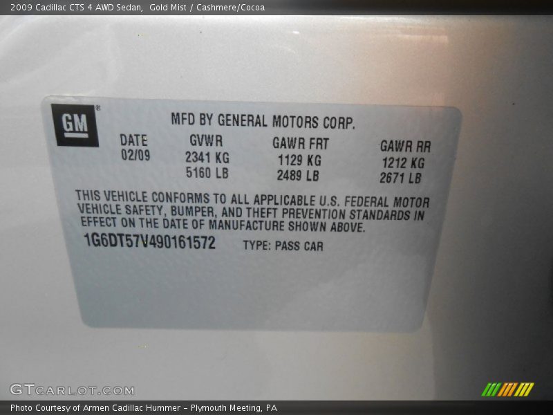 Gold Mist / Cashmere/Cocoa 2009 Cadillac CTS 4 AWD Sedan