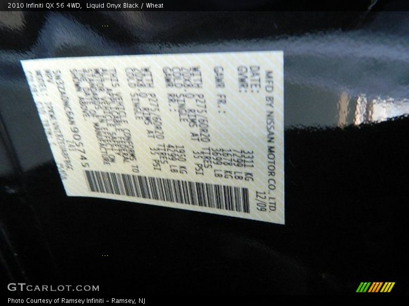 Liquid Onyx Black / Wheat 2010 Infiniti QX 56 4WD