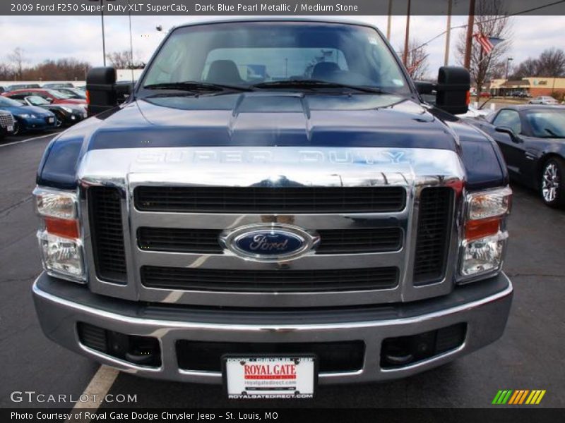 Dark Blue Pearl Metallic / Medium Stone 2009 Ford F250 Super Duty XLT SuperCab