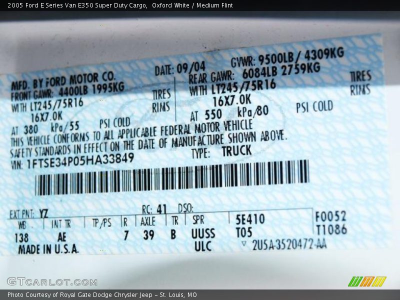 Oxford White / Medium Flint 2005 Ford E Series Van E350 Super Duty Cargo