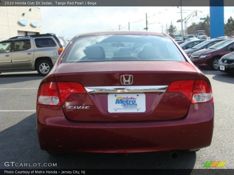 Tango Red Pearl / Beige 2010 Honda Civic EX Sedan