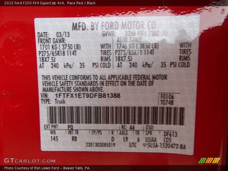 Race Red / Black 2013 Ford F150 FX4 SuperCab 4x4
