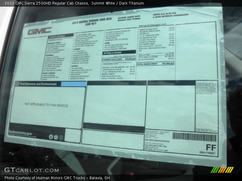 Summit White / Dark Titanium 2013 GMC Sierra 2500HD Regular Cab Chassis
