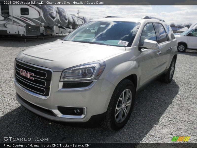 Champagne Silver Metallic / Cocoa Dune 2013 GMC Acadia SLT AWD