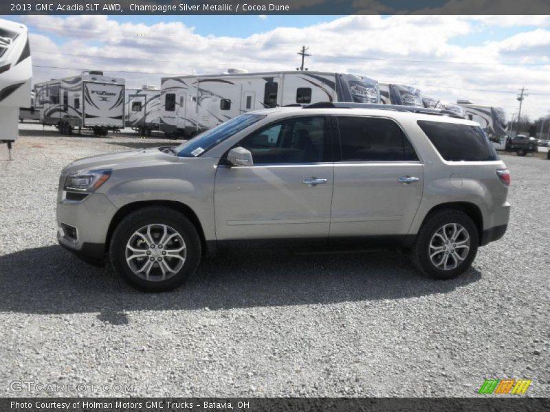 Champagne Silver Metallic / Cocoa Dune 2013 GMC Acadia SLT AWD
