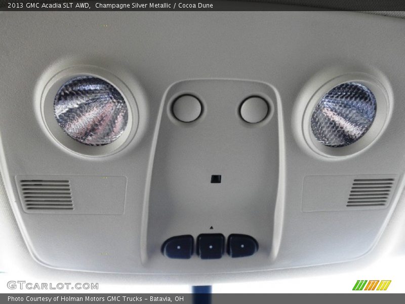 Champagne Silver Metallic / Cocoa Dune 2013 GMC Acadia SLT AWD
