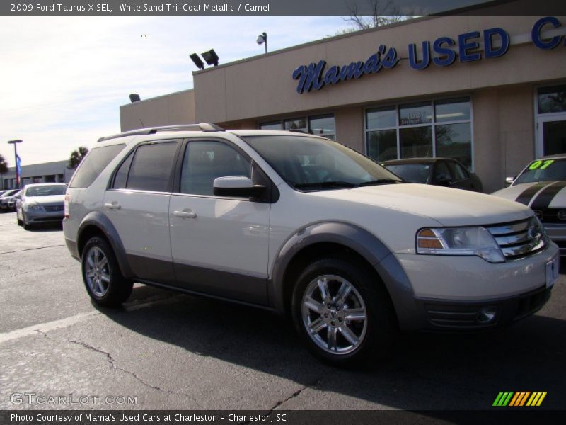 White Sand Tri-Coat Metallic / Camel 2009 Ford Taurus X SEL
