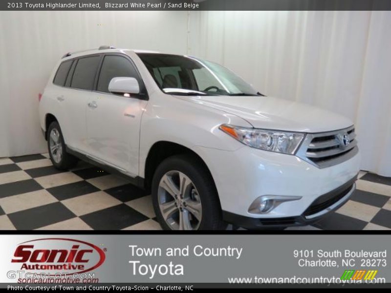 Blizzard White Pearl / Sand Beige 2013 Toyota Highlander Limited