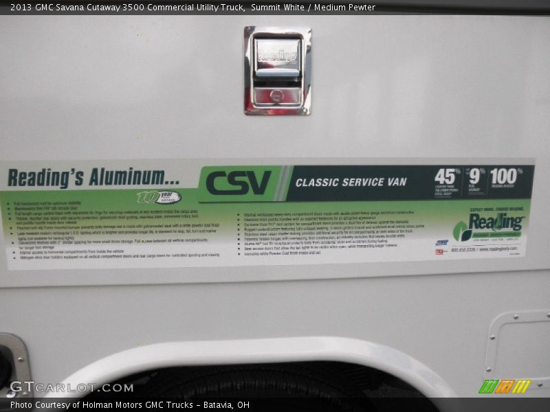 Info Tag of 2013 Savana Cutaway 3500 Commercial Utility Truck