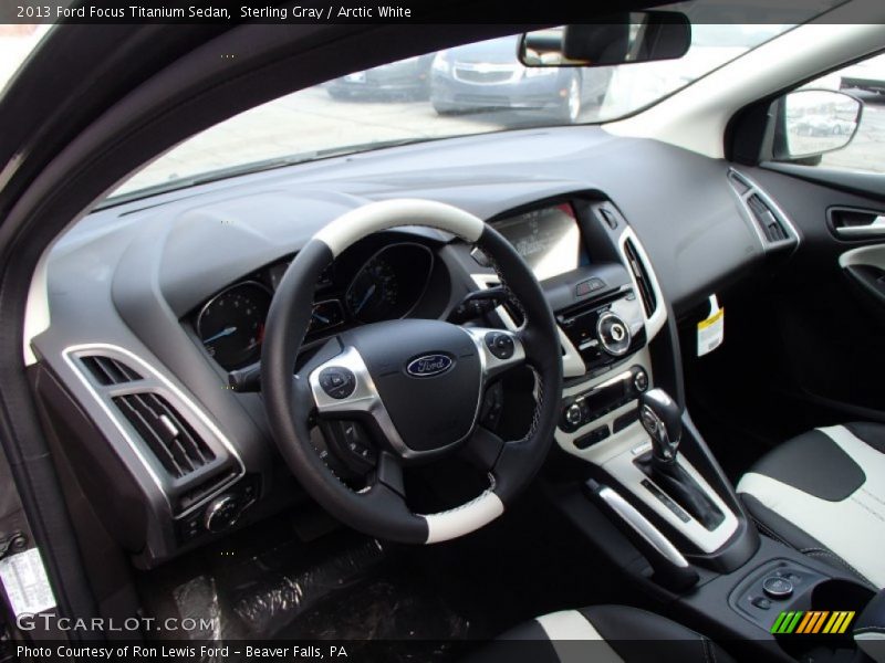 Sterling Gray / Arctic White 2013 Ford Focus Titanium Sedan