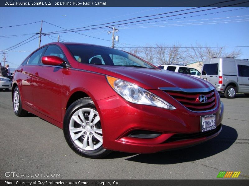 Sparkling Ruby Red / Camel 2012 Hyundai Sonata GLS