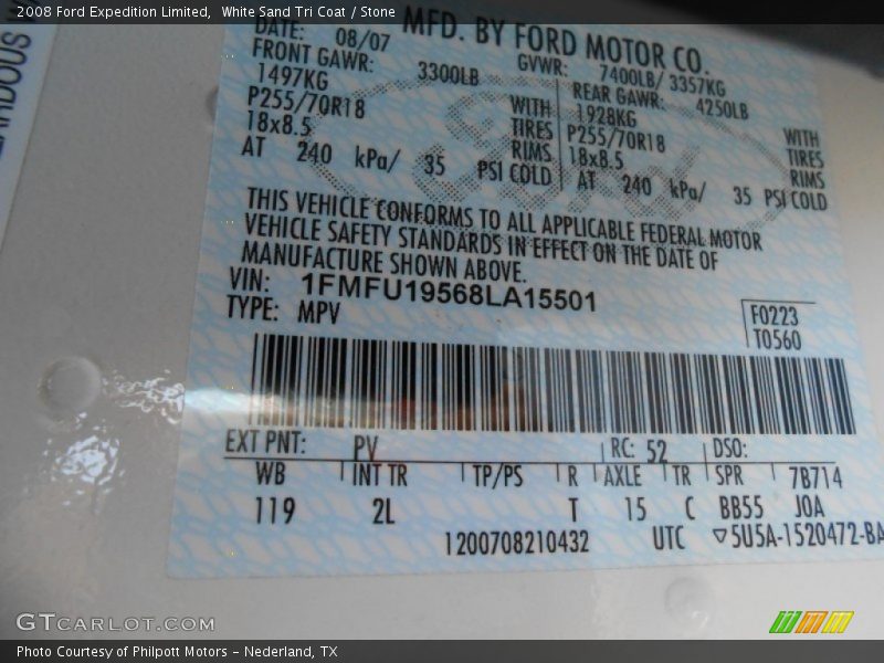 White Sand Tri Coat / Stone 2008 Ford Expedition Limited