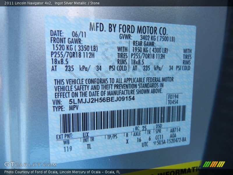 Ingot Silver Metallic / Stone 2011 Lincoln Navigator 4x2