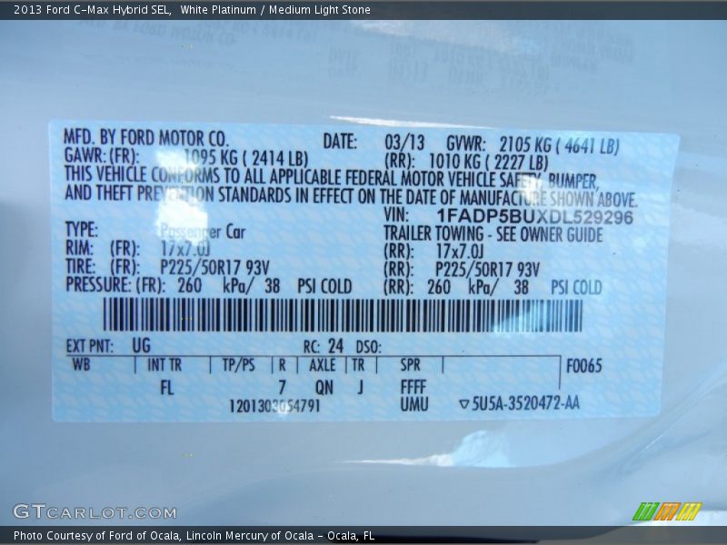 White Platinum / Medium Light Stone 2013 Ford C-Max Hybrid SEL
