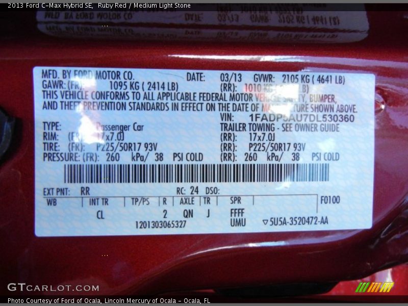 Ruby Red / Medium Light Stone 2013 Ford C-Max Hybrid SE