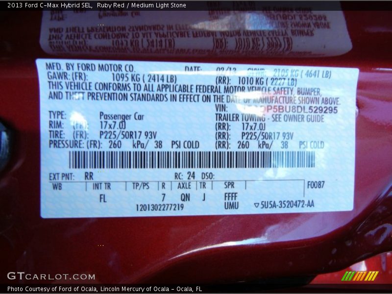 Ruby Red / Medium Light Stone 2013 Ford C-Max Hybrid SEL