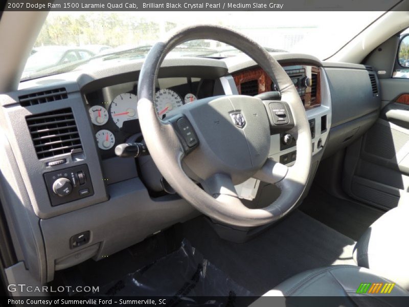 Brilliant Black Crystal Pearl / Medium Slate Gray 2007 Dodge Ram 1500 Laramie Quad Cab