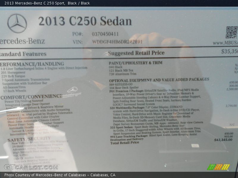 Black / Black 2013 Mercedes-Benz C 250 Sport
