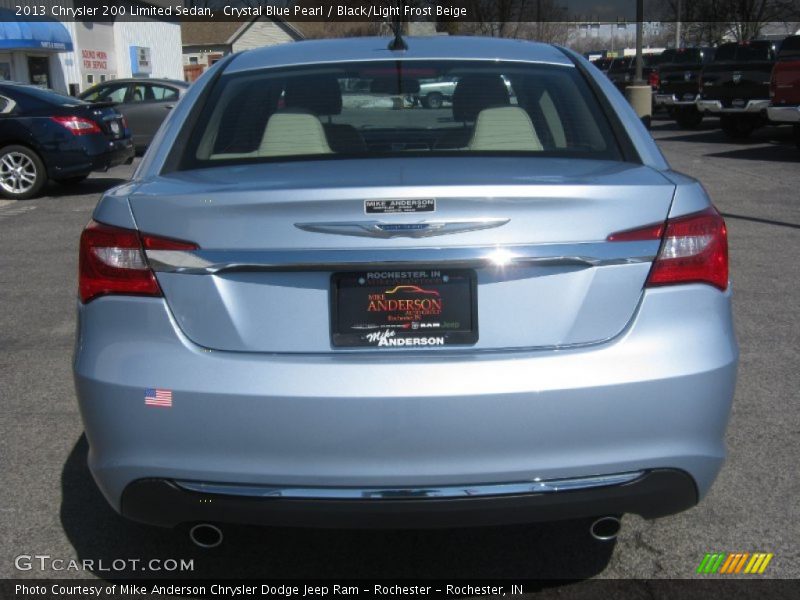 Crystal Blue Pearl / Black/Light Frost Beige 2013 Chrysler 200 Limited Sedan