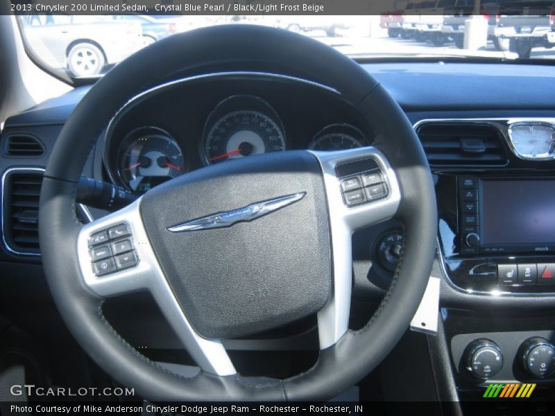 Crystal Blue Pearl / Black/Light Frost Beige 2013 Chrysler 200 Limited Sedan