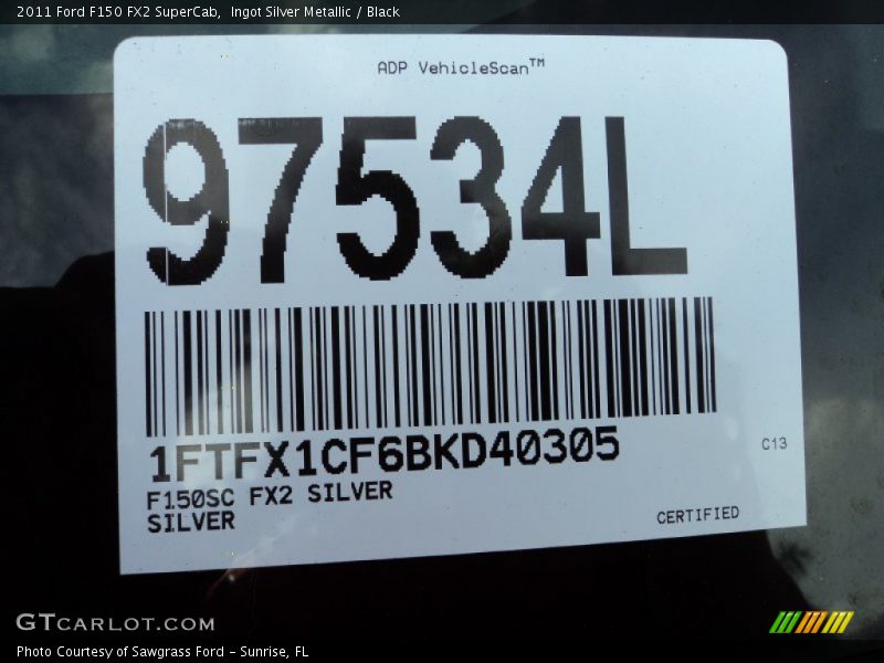 Ingot Silver Metallic / Black 2011 Ford F150 FX2 SuperCab