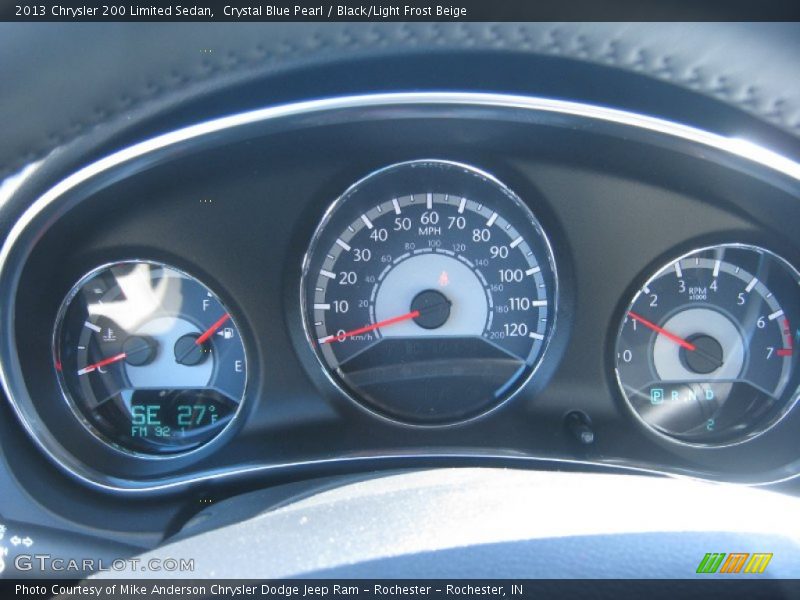 Crystal Blue Pearl / Black/Light Frost Beige 2013 Chrysler 200 Limited Sedan