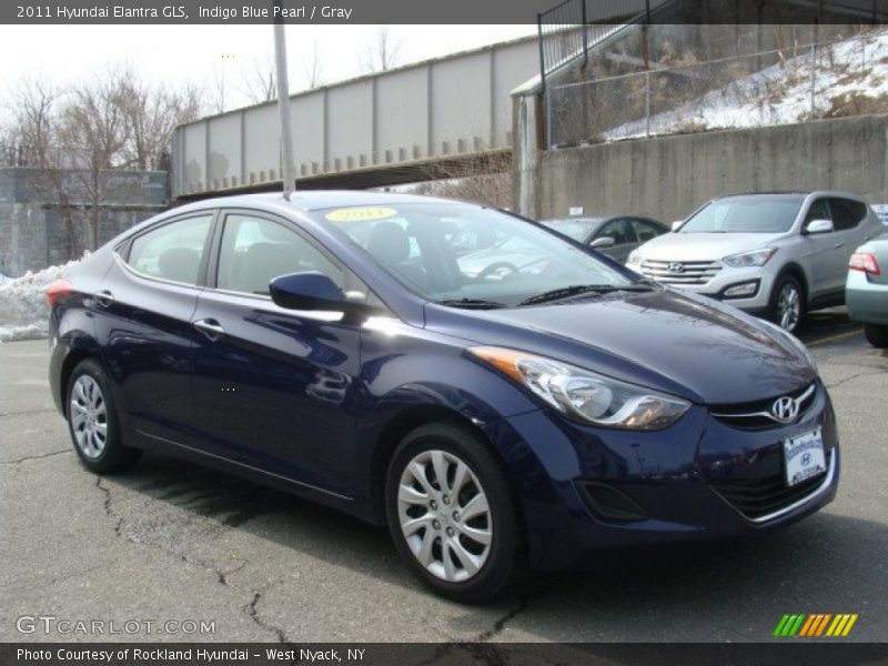 Indigo Blue Pearl / Gray 2011 Hyundai Elantra GLS