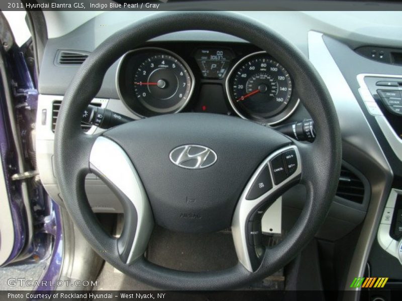 Indigo Blue Pearl / Gray 2011 Hyundai Elantra GLS